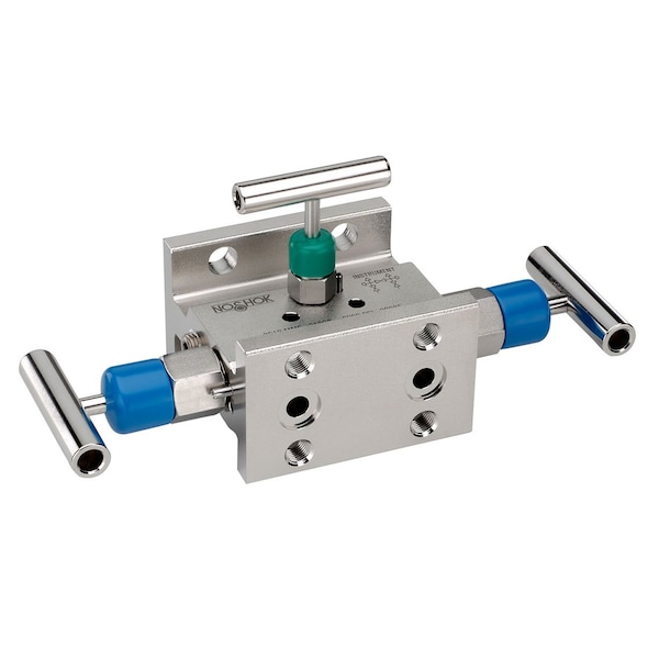 3 Valve Manifold, Soft Tip, 1/4 NPT Female x 1/4 NPT Female, 316 SS, 0.141" Orifice